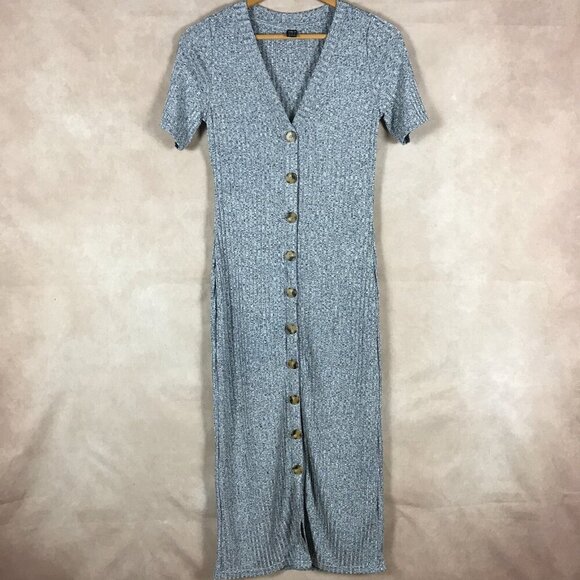 Gray Button-Front Midi Dress NEW Size Small (4) - Picture 3 of 10